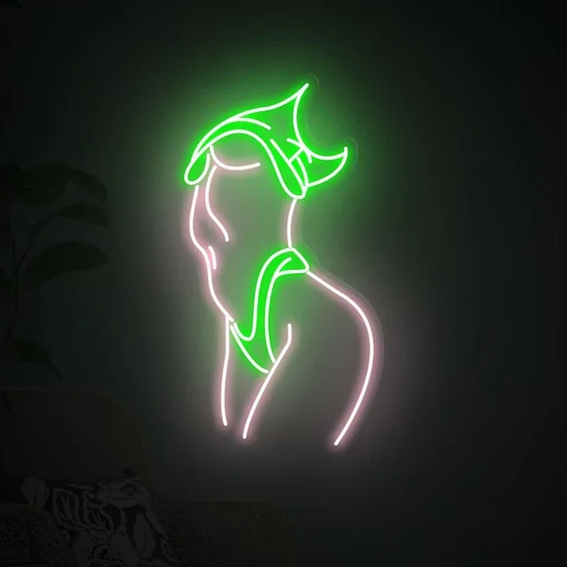 Meisje Lichaam Neon Teken Custom Neon Led Licht Nachtlamp Voor Kinderen Naar De Kamer Verjaardagscadeau Decor Romantisch Roze Neon Ontwerp