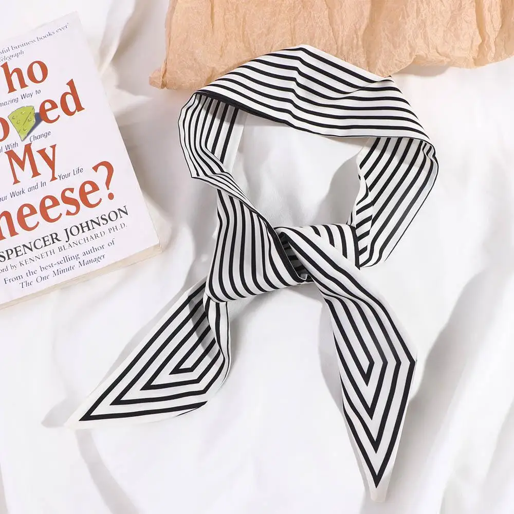 Retro Tie Wraps Neckerchief Ribbon Headband Printing French Small Long Scarf Printed Scarf Korean Style Scarves Silk Scarf