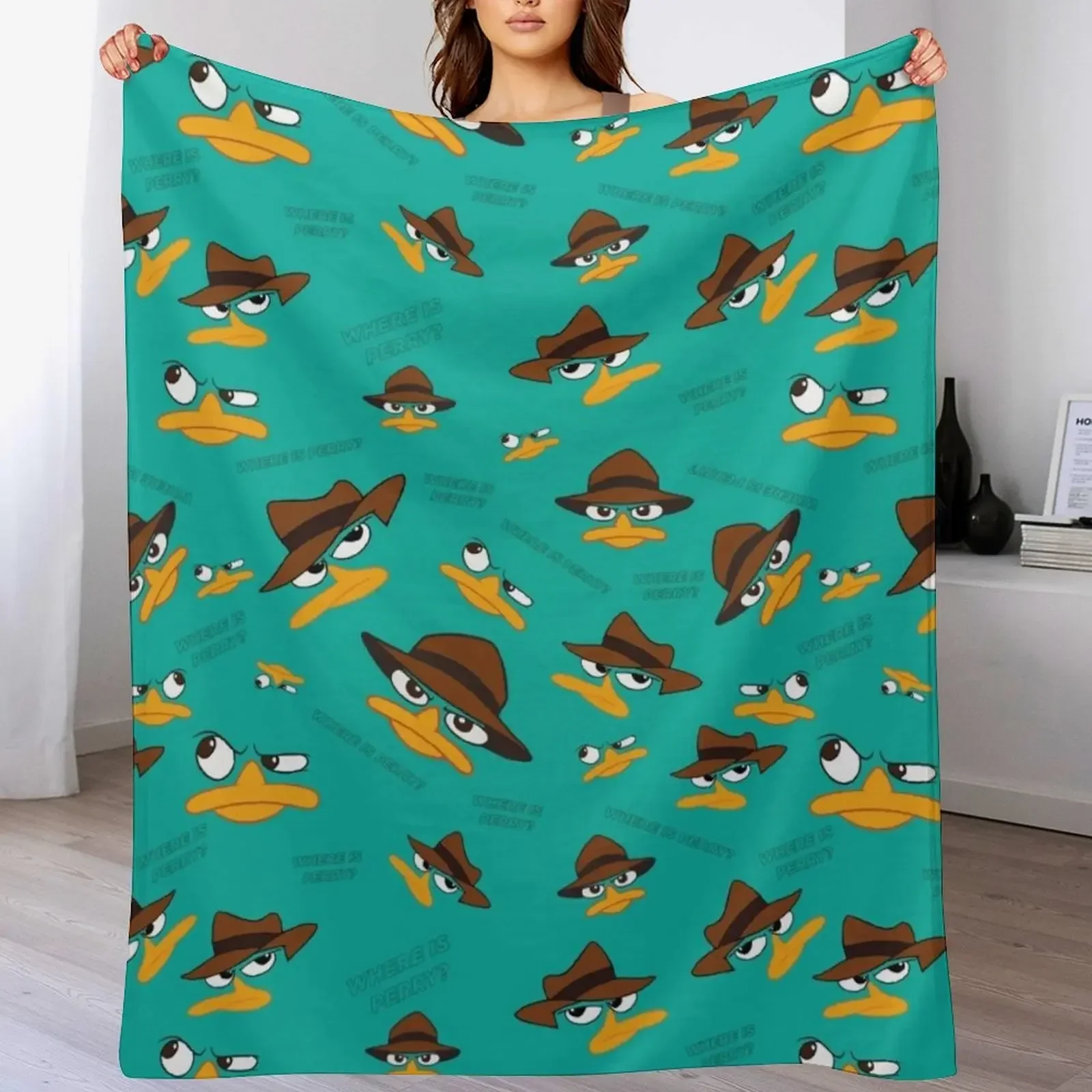 Perry The Platypus Throw Blanket sofa bed Soft Plush Plaid for babies Furry Blankets