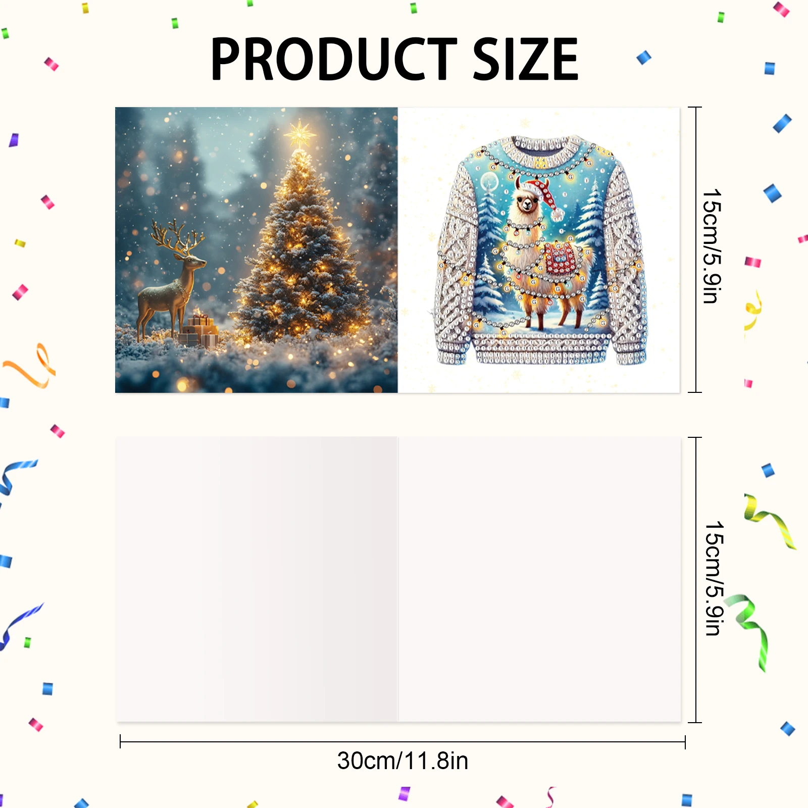 6Pcs Diamond Art Painting Greeting Cards Kit,Christmas sweaterl Handmade Festival Greeting Diamond Birthday Creative Cards Gifts
