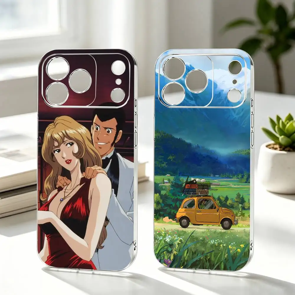 Funda Transparente para Teléfono con Diseño de Fujiko Mine Clarisse del Anime Lupin el Tercero, Compatible con iPhone 17 16 15 14 13 12 11 Mini Pro Max Plus