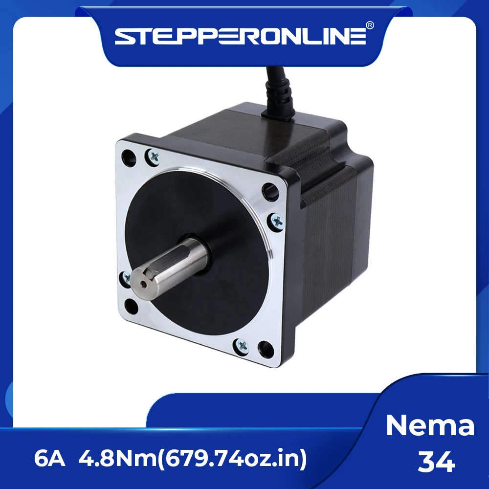 STEPPERONLINE Nema 34 Stepper Motor 86x80mm 4.8Nm 6A 86 Stepping Motor 14mm Shaft 4-lead for CNC Engraving Milling Machine