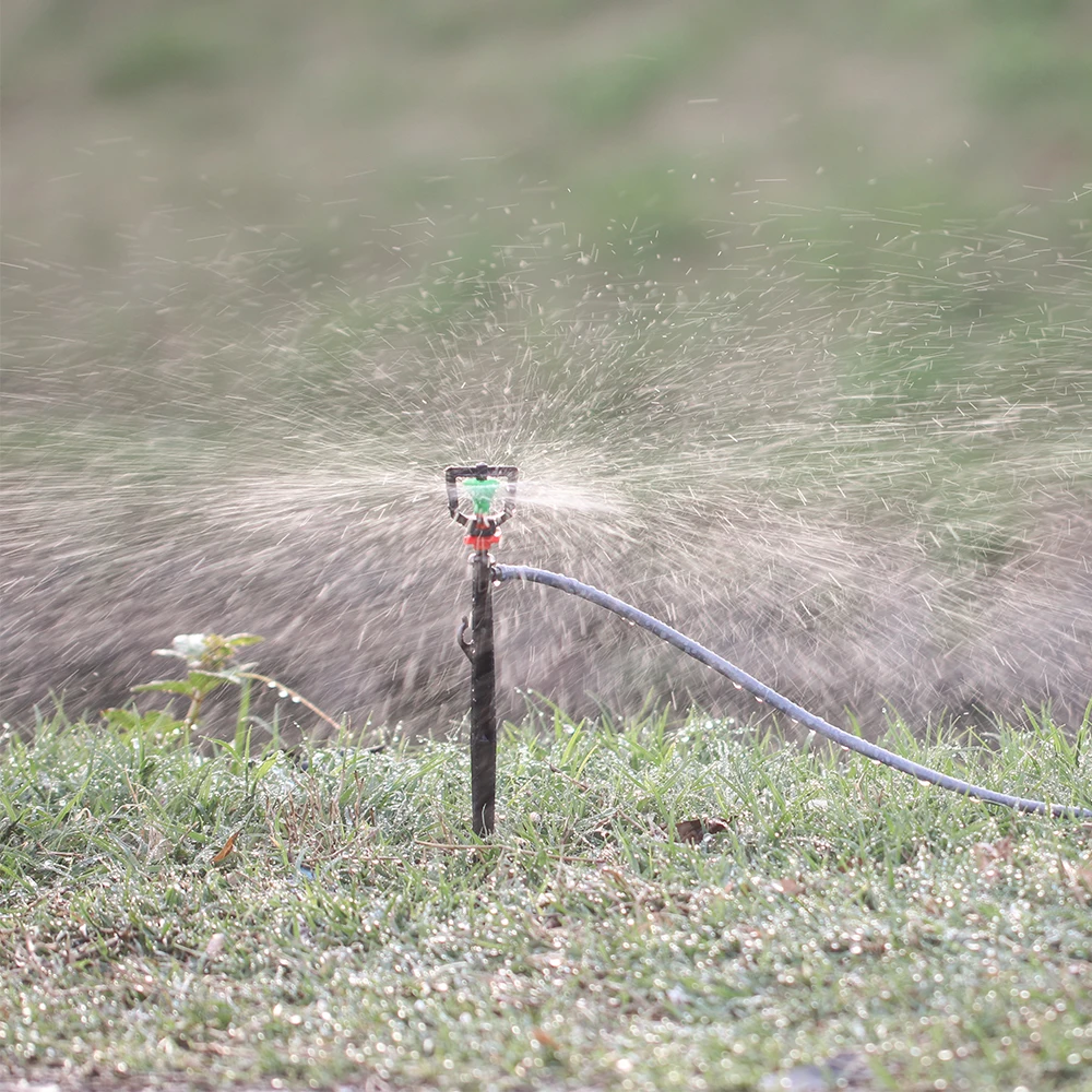 5PCS 360° Rotating Micro Sprinklers with 22cm Stakes Garden Lawn Greenhouse Watering Irrigation System Nozzle Big Green Wheel