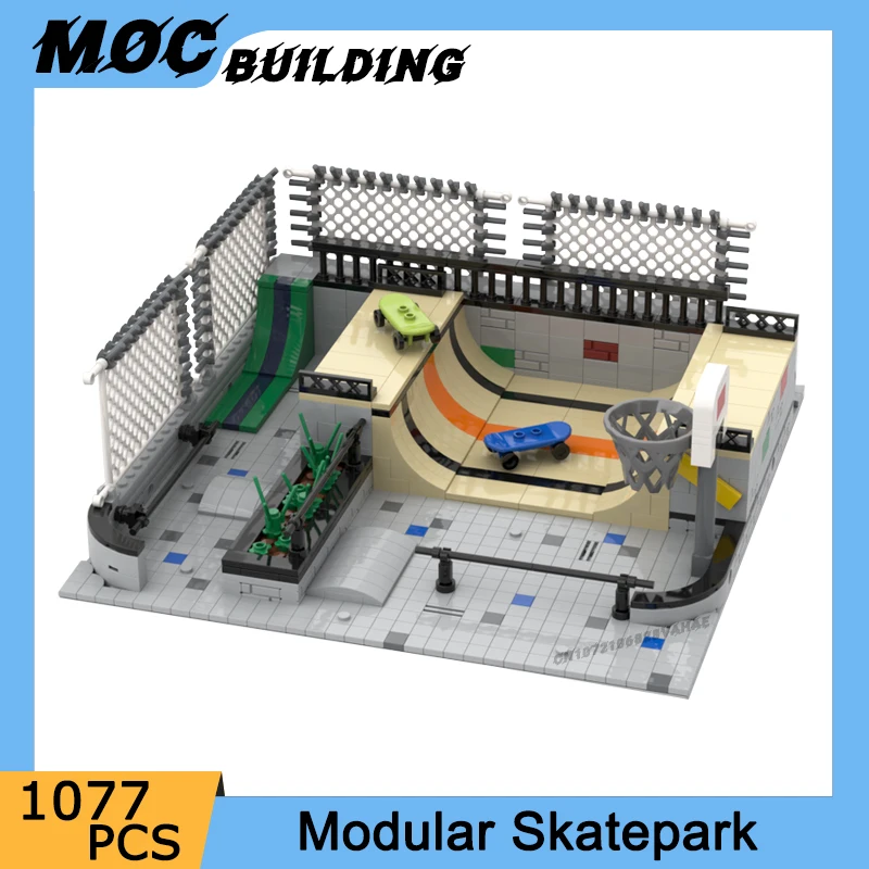 

MOC Building Blocks Modular Skatepark Creative Street View Model Park Sports Scene Architecture DIY Assembly Bricks Toys Gifts