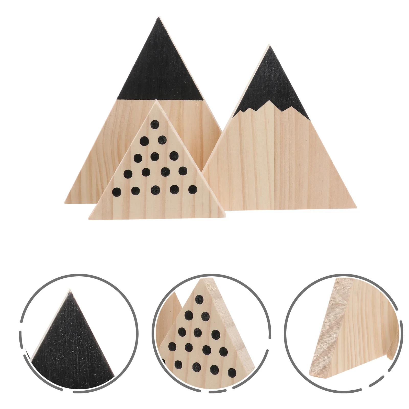 3 PCS Home Décor Snow Mountain Wall Sign Simulation Ornament Wooden Decoration Triangular Crafts for Desk