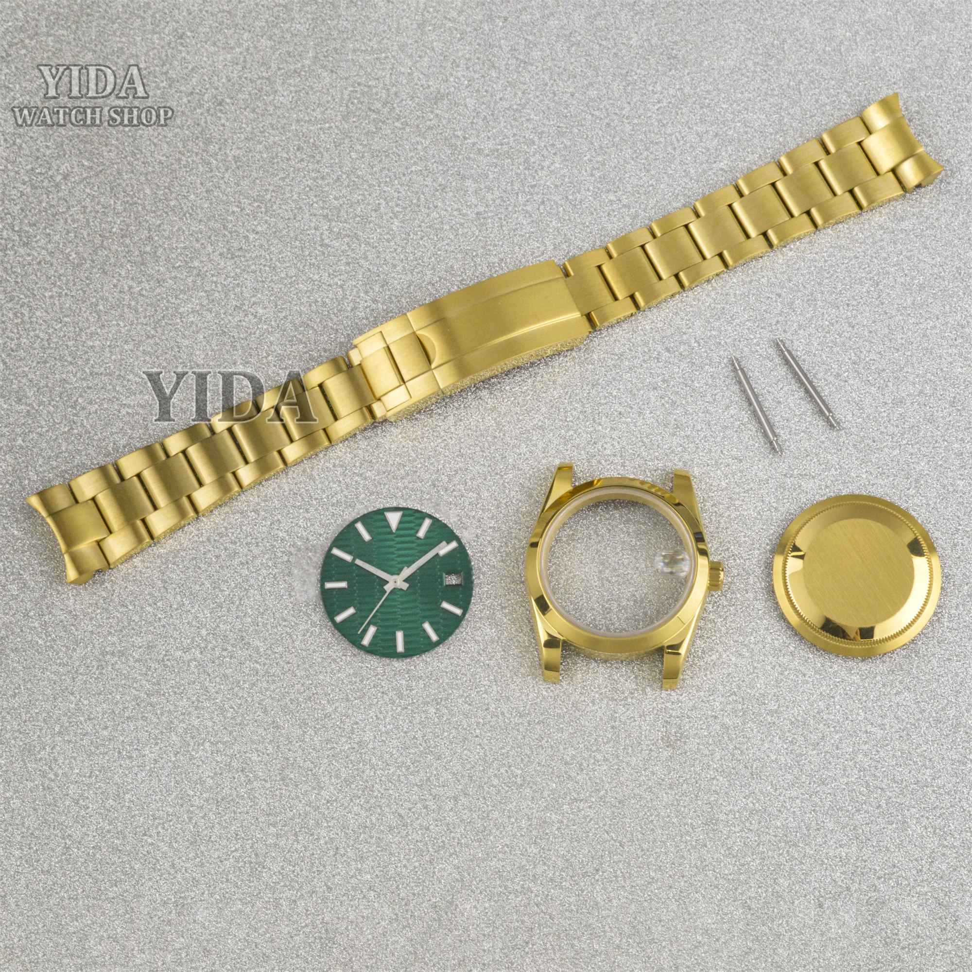

PVD Gold Watch Case Strap Dial Hands Stainless Steel Oyster Datejust Style Bracelet For NH35 NH36 Movement Watch Accessories