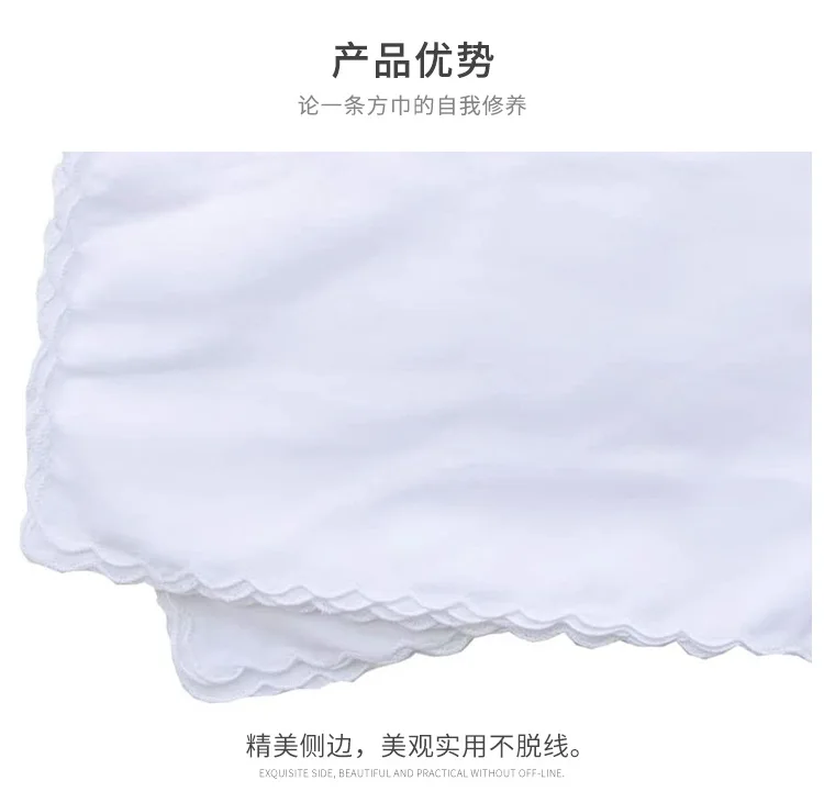 12Pcs 순수 코 튼 손수건 흰색 치아 가장자리 사각형 수건 DIY 수제 낙서 수 놓을 수 30*30cm