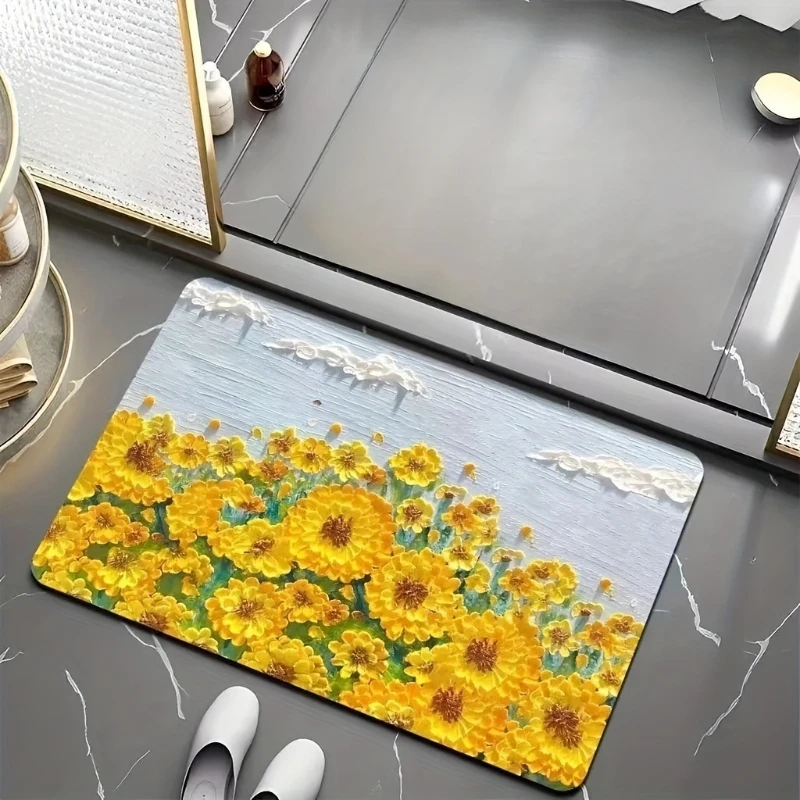 Three-dimensional Flower Diatom Mud Floor Mat Bathroom Carpet Toilet Footpad Super Absorbent Washstand Mats Home Entry Decor Rug