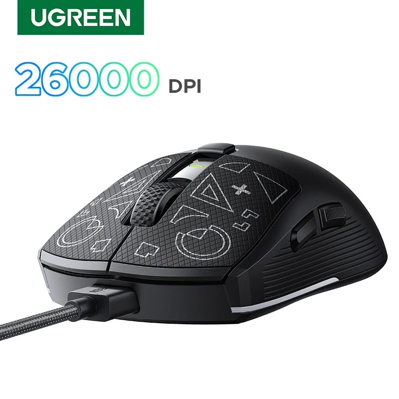 

Беспроводная игровая мышь UGREEN 26000 точек на дюйм PAW3395 Bluetooth-мышь с тройным режимом подключения Сверхлегкая проводная игровая мышь Bluetooth