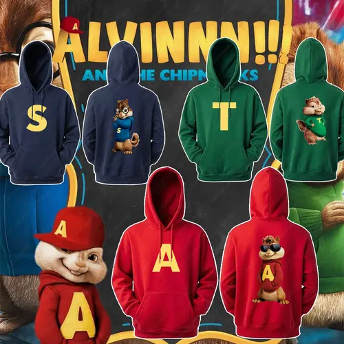 Alvin y los Chipmunks: la sudadera con capucha y hombros caídos de The Squeakquel's Pullover Woman Manfashion disponible para la sudadera del mejor amigo