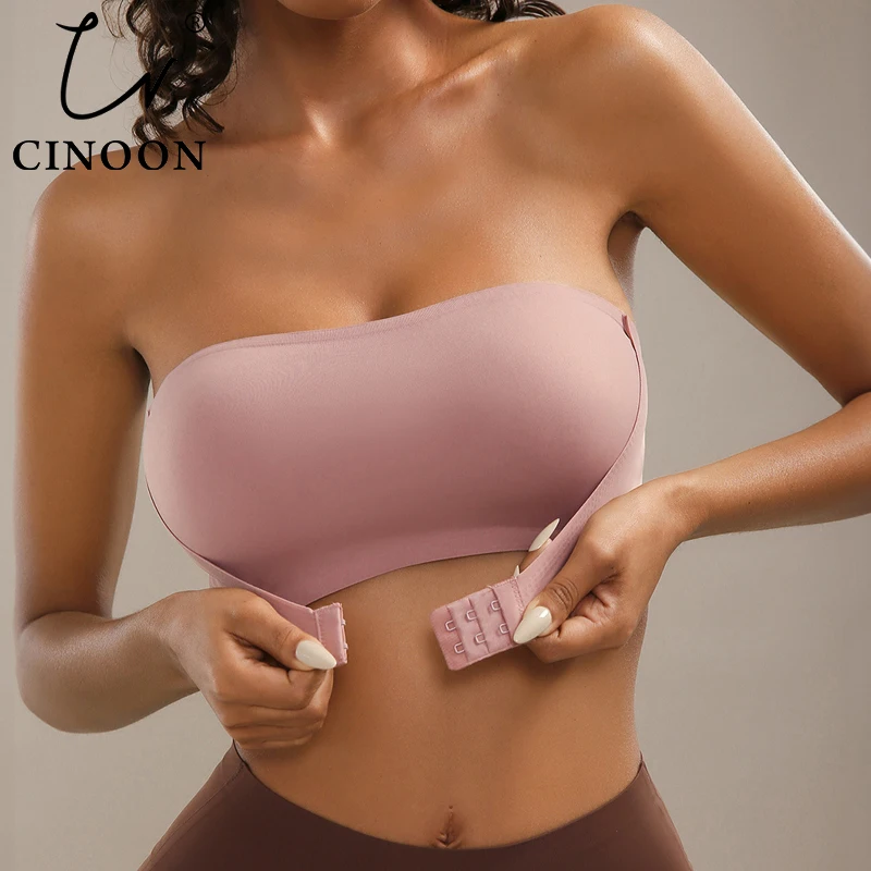 CINOON Strapless Bra for Woman Front Closure Bralette Seamless Wireless Wedding Brassiere Push Up Bras Sexy Female Lingerie