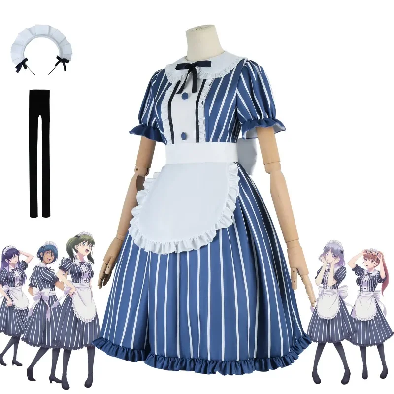 أزياء الهالوين لعام 2025 أزياء أنيمي The Café Terrace et ses des desesses، رداء de demoiselle bleue mignonne، مجموعة