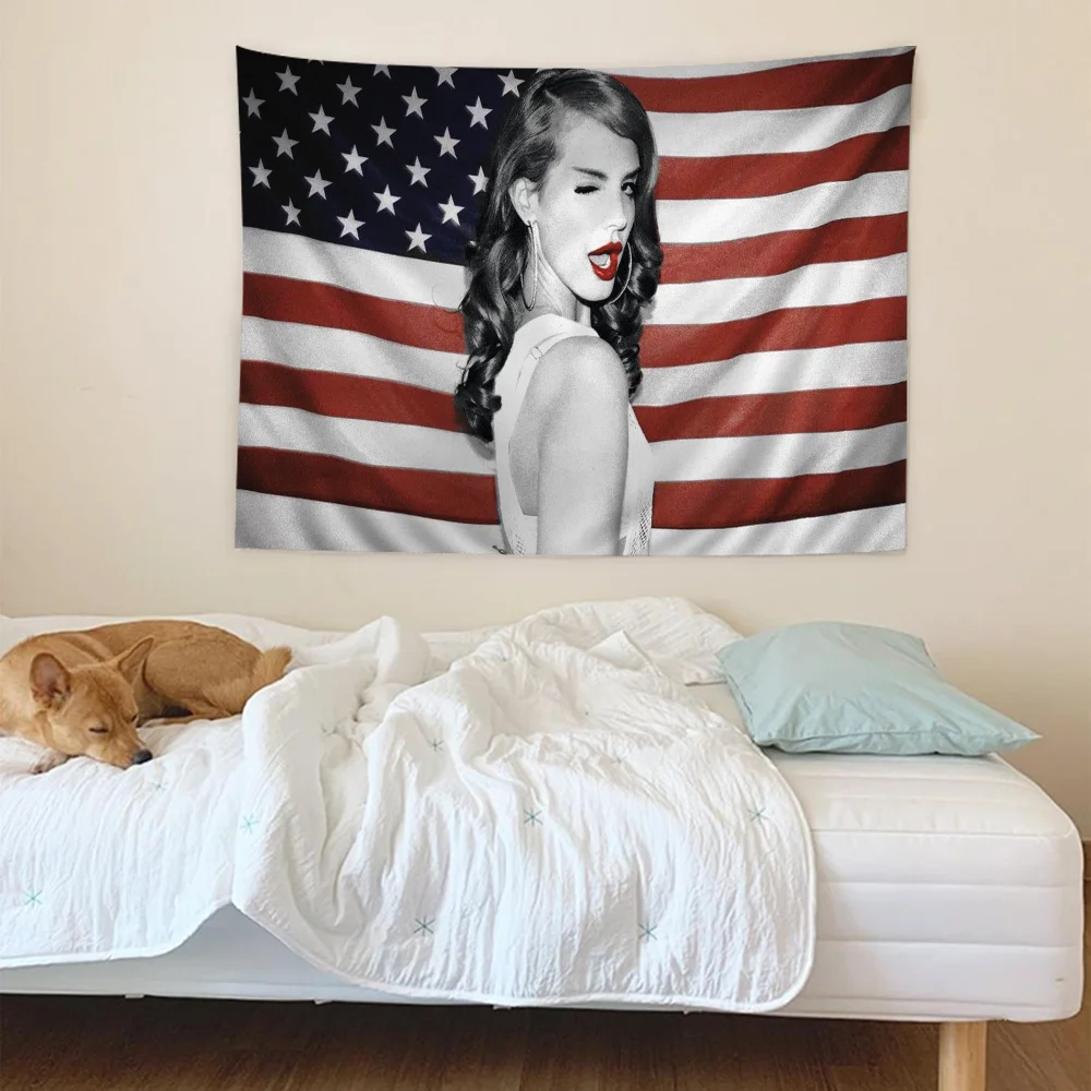 Lana Del Rey singer Cartoon Tapestry for Living Room Home Dorm Decor INS Home Decor