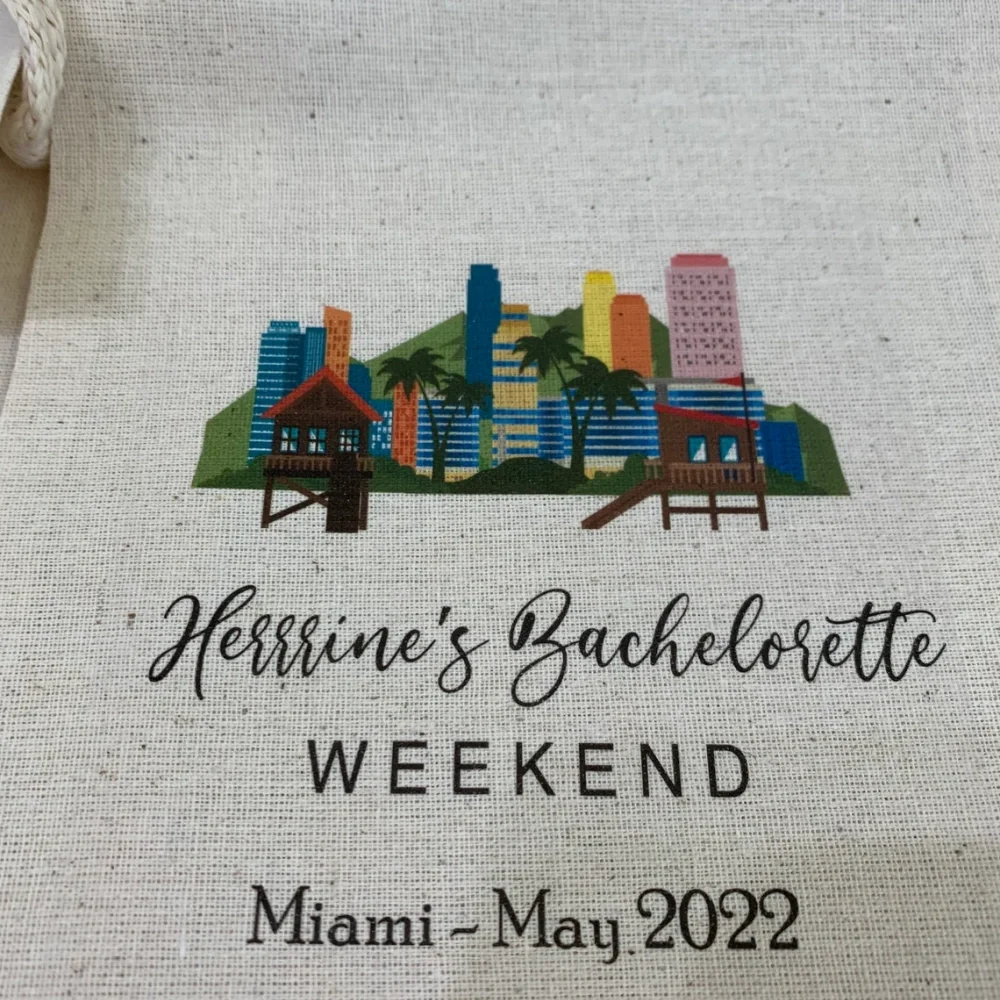 20 Miami Beach Bachelorette Party Hangover Kit,Miami Beach Party Drawstring Mini Favor Bags,Wedding Party Favor,Oh Shit Kit Bag