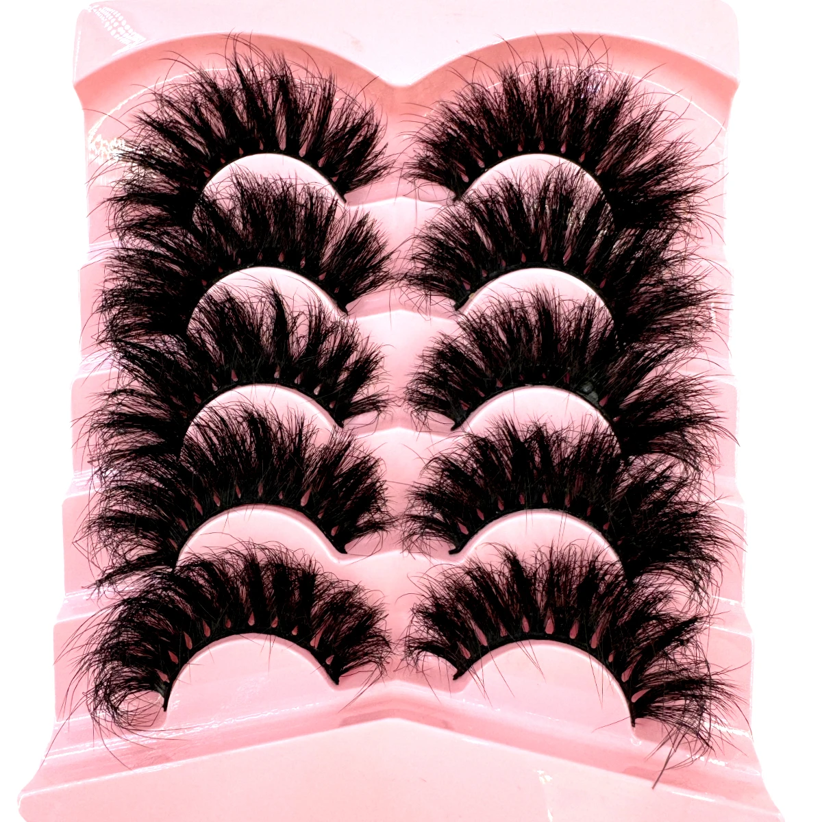 Novo 5 pares 25mm 3d vison cílios em massa falso volume dramático cílios finos naturais vison cílios pacote longo atacado cílios postiços