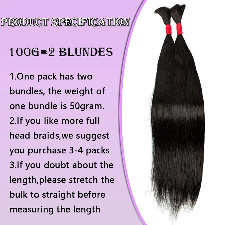 Bulk Human Hair For Braiding No Weft Straight 100% Unprocessed Virgin Human Braiding Hair For Micro Braids 16-28 Inch