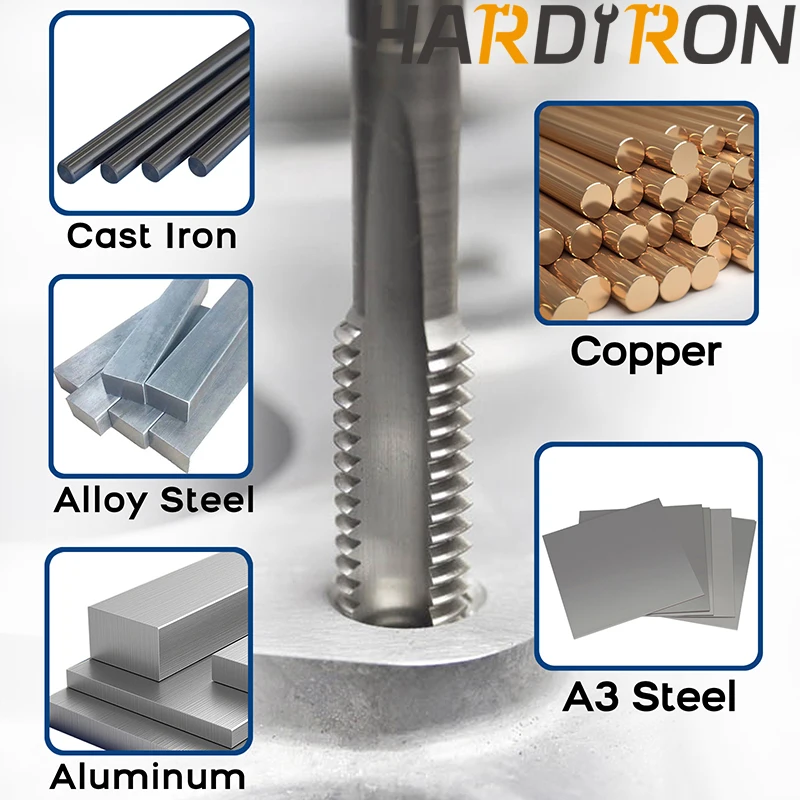 Машинный метчик Hardiron 1–8 UNC для правой руки, метчики из быстрорежущей стали 1 x 8 UNC с прямой рифленой головкой