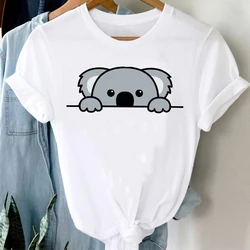 Cute cartoon koala print ladies T-shirt Panda Girl Animal Clothes Panda Cartoon Stylish Tshirt Top Animal Lovers shirt gift