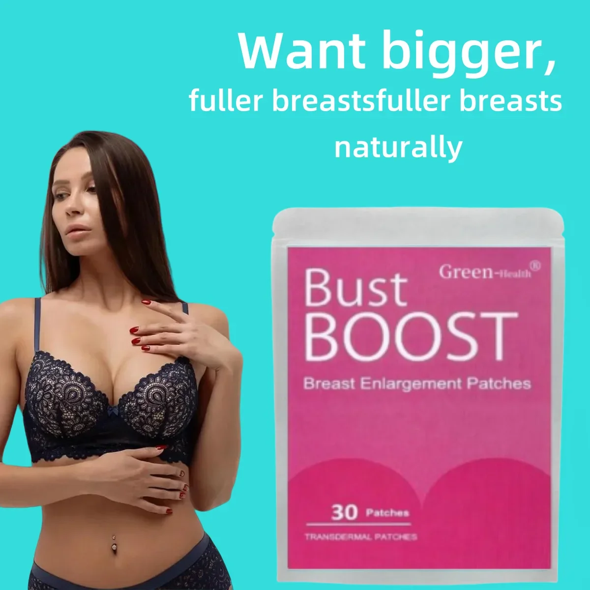 30 Patches BUST BOOST BREAST ENLARGEMENT Patches transdermicos para seios mais completos e perkier