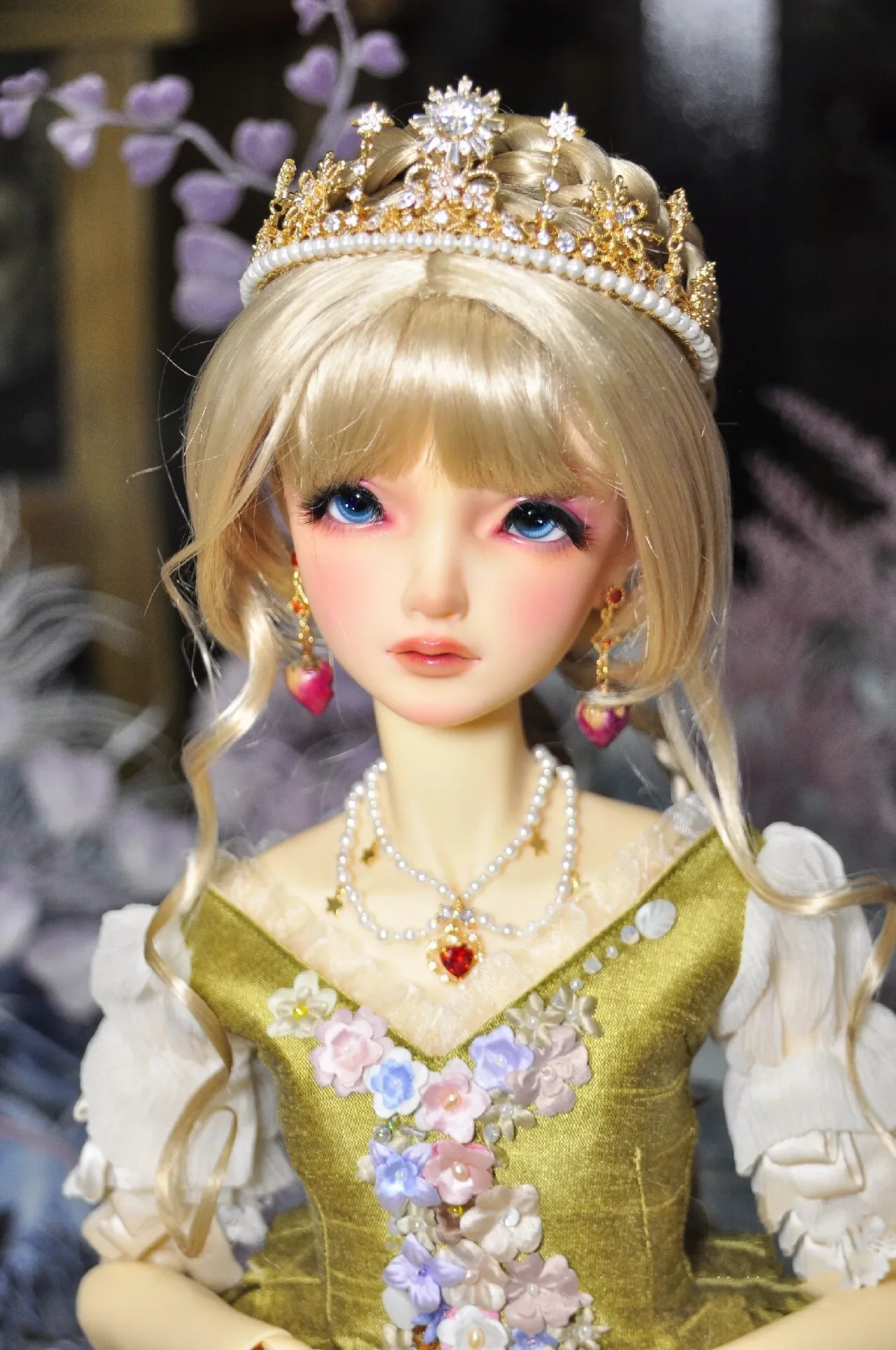 Nice 1/3 BJD Doll Tiara ，Exquisite Diamonds Crown  Necklace Earring Set Accessories