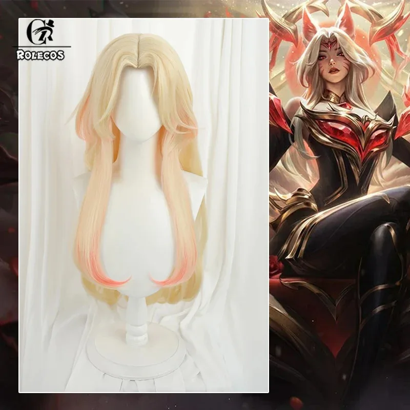 

ROLECOS LOL Immortalized Legend Ahri Косплей Парик 75 см Желтый Смешанный Красный Цвет Женские Термостойкие Синтетические Волосы