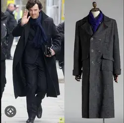 Nuovi uomini Tweed lungo soprabito lana Peak bavero abiti doppio petto su misura inverno caldo formale Business matrimonio causale Prom
