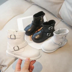 Winter Sexy Catwalk Casual Comfortable Increased ZIP Warmth Fashionable Children's PU Square Heel Kidsins Mid-calf Boots