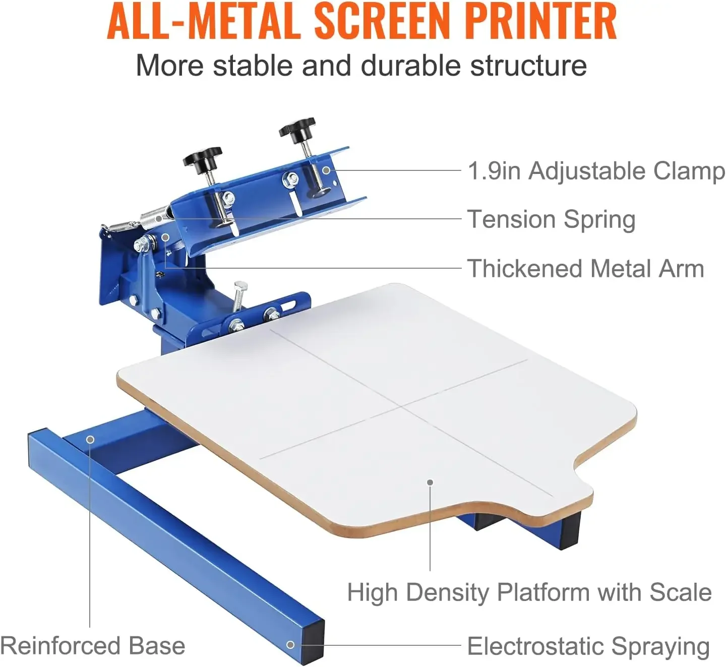 Screen Printing Machine, 1 Color 1 Station Silk Screen Printing Press, 21.2x17.7in / 54x45cm Screen Printing Press