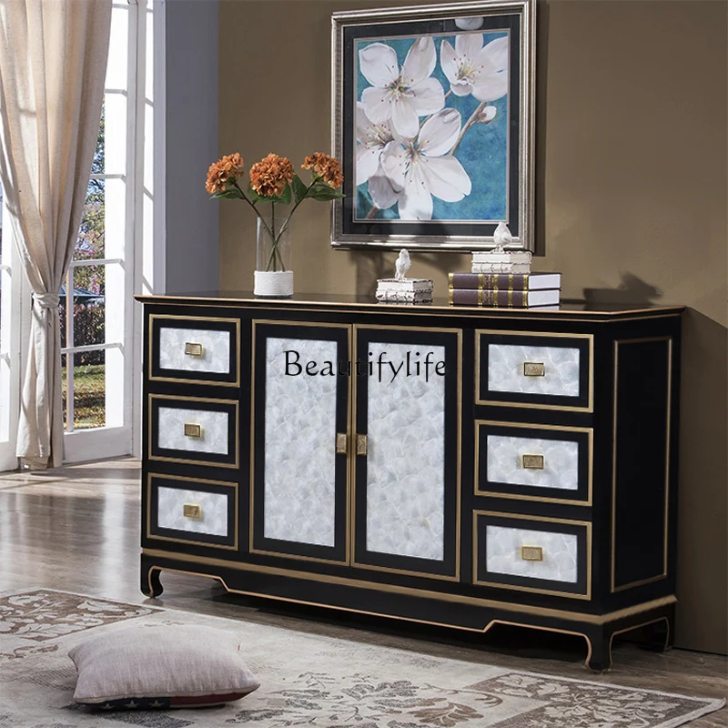 

06 Entrance Cabinet Simple and Light Luxury Shell Cabinet Door Decoration Furniture Solid Wood Side Cabinet