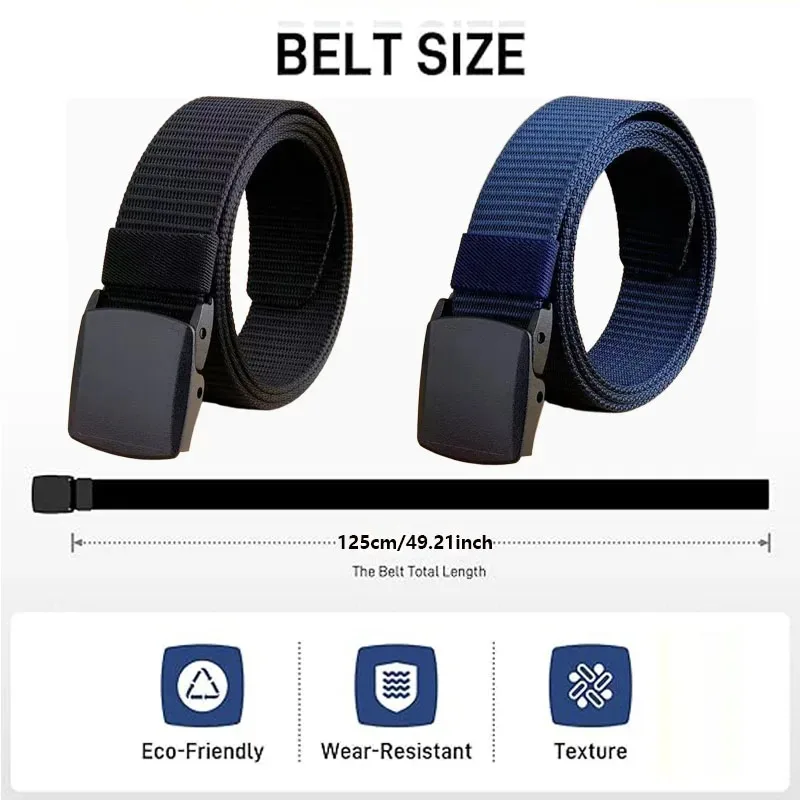 Wide Metal-free Tactical Belt Men Canvas Nylon Automatic Buckle Military Belt Multifunctional Outdoor Sport Hunting Waist Belt
