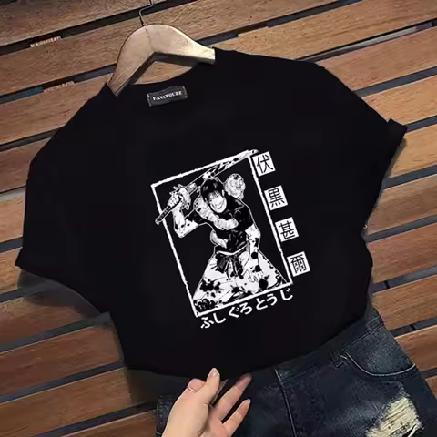 Anime Fushiguro Toji Printed T-shirt Youth Personality Cool Round Neck Shirt Anime Harajuku Cool T-shirt