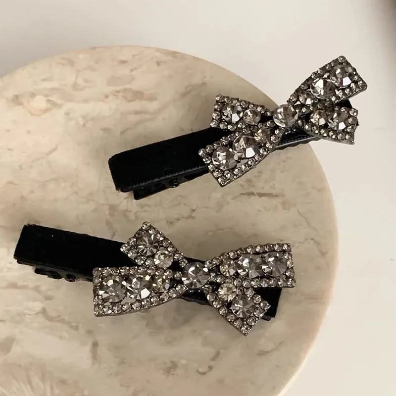 

New Rhinestone Bow Hair Clips 6 cm Hairpin Curl Clips No Bending BB Clips for Hair Styling Make-Up Girls Hair Styling DIY