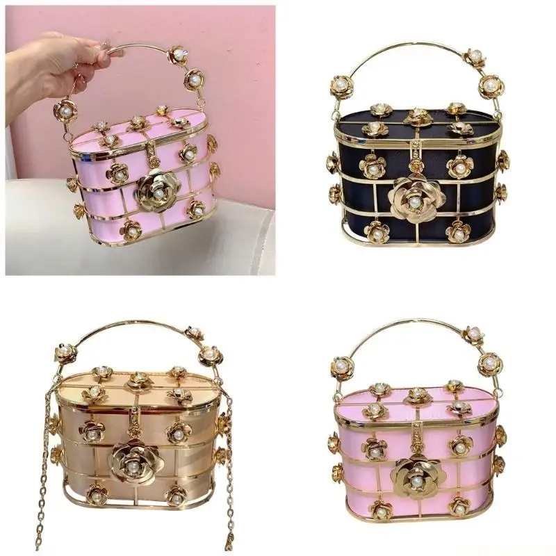 

X90D Flower Shoulder Bag with Removable Strap Evening Purse for Day or Night Use