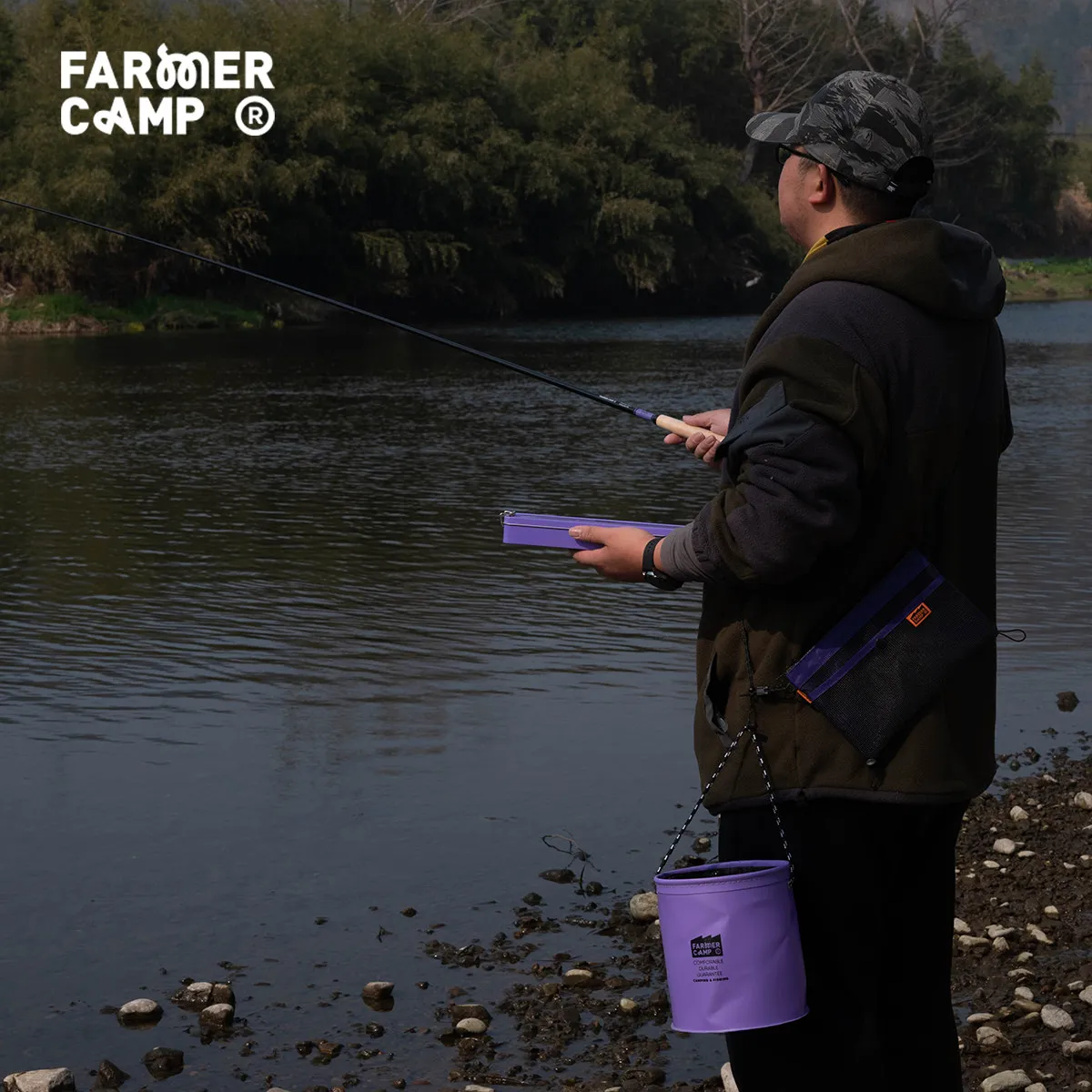Farmer Camp Folding Fishing Bucket Multifunctional Live Fish Container With Lid Water Bucket For Outdoor Fishing Camping