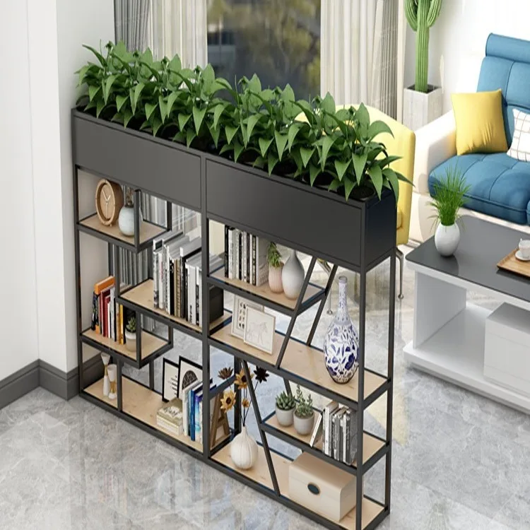 

Wrought iron partition, restaurant, booth, fence, industrial style, green plant, office, bookshelf, bookcase, low screen, flower