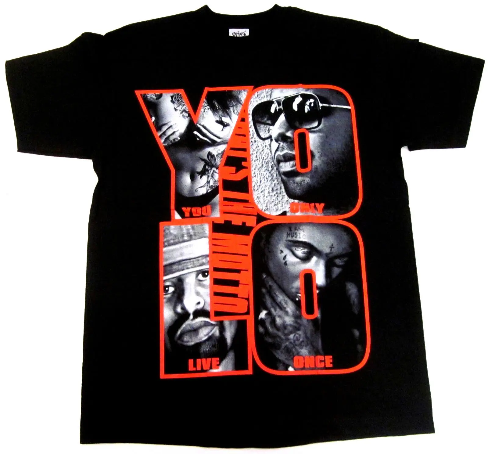 

YOLO T Shirt The MOTTO Drake Weezy YMCMB Hip Hop Rap Men X LARGE Black Red