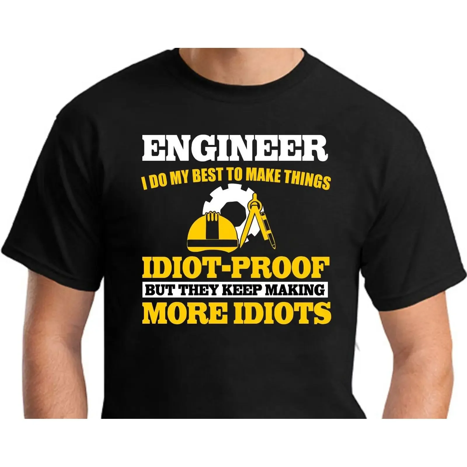 Engineer I do my best to make things Idiot Proof T Shirt Men's Small 2XLarge vintage Washed streetwear Stretched