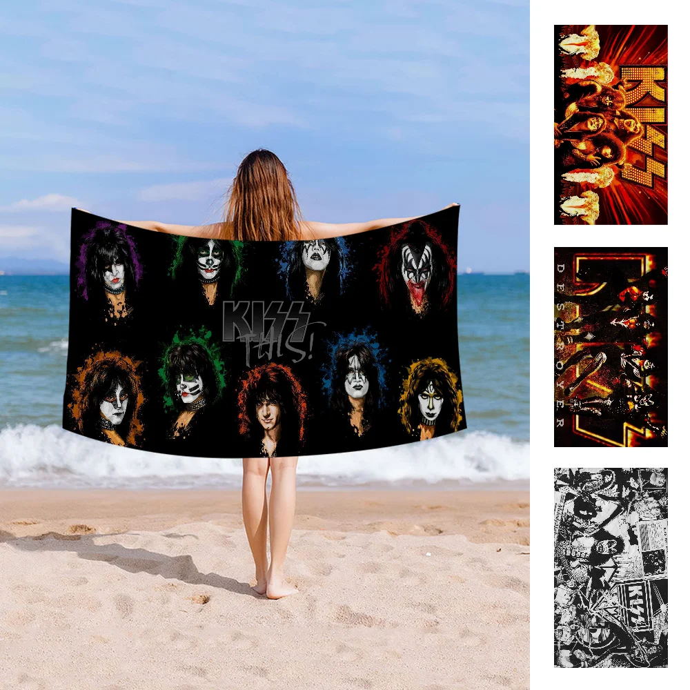 Retro-KISS Rock Band Towel Microfiber Beach Towel Absorbent Quick dry Soft Yoga Swimming Resort Mountain Climbing Towel