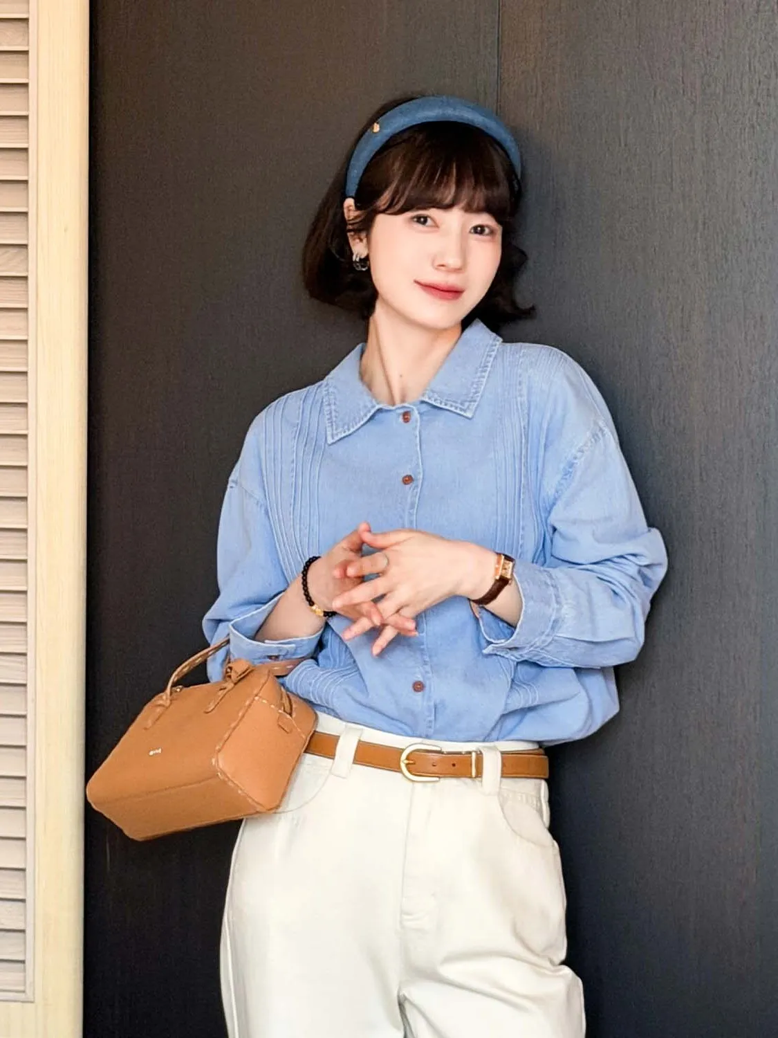 

Джинсовая женская рубашка Holiday Blue из 100% хлопка в корейском стиле, весенняя модная повседневная рубашка маленького размера с длинным рукавом, дышащая