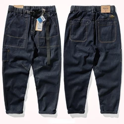 Pantalones vaqueros de trabajo Retro para hombre, Pantalón recto holgado con múltiples bolsillos, otoño