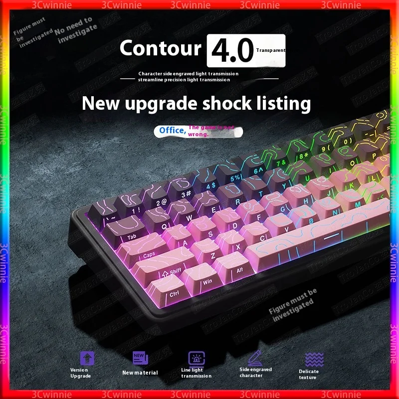 

Тематические колпачки для клавиатуры серии Aula Pbt, полупрозрачный контурный колпачок с гравировкой по бокам, подходит для Win60/68