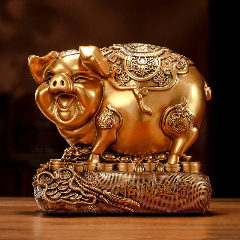 Zhaocai Golden Pig Lucky Pig Savings Can Storage Zodiac Nafu Crafts Living Room Opening Chinese Style Gifts