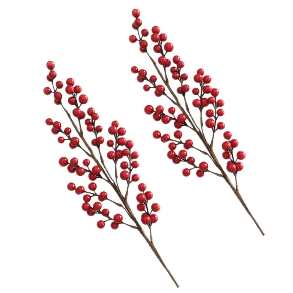 

2Pcs Artificial Berry Branches Red Beautiful Flexible Bendable Christmas Flower Arrangement Accessory for Vase Basket Wreath