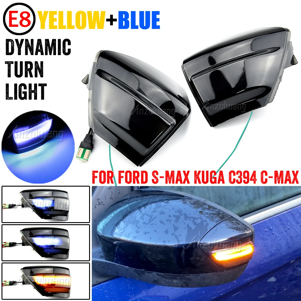 2X LED Dynamic Turn Signal Light Side Mirror Sequential Blinker Indicator Lamp For Ford S-Max 07-14 Kuga C394 08-12 C-Max 11-19