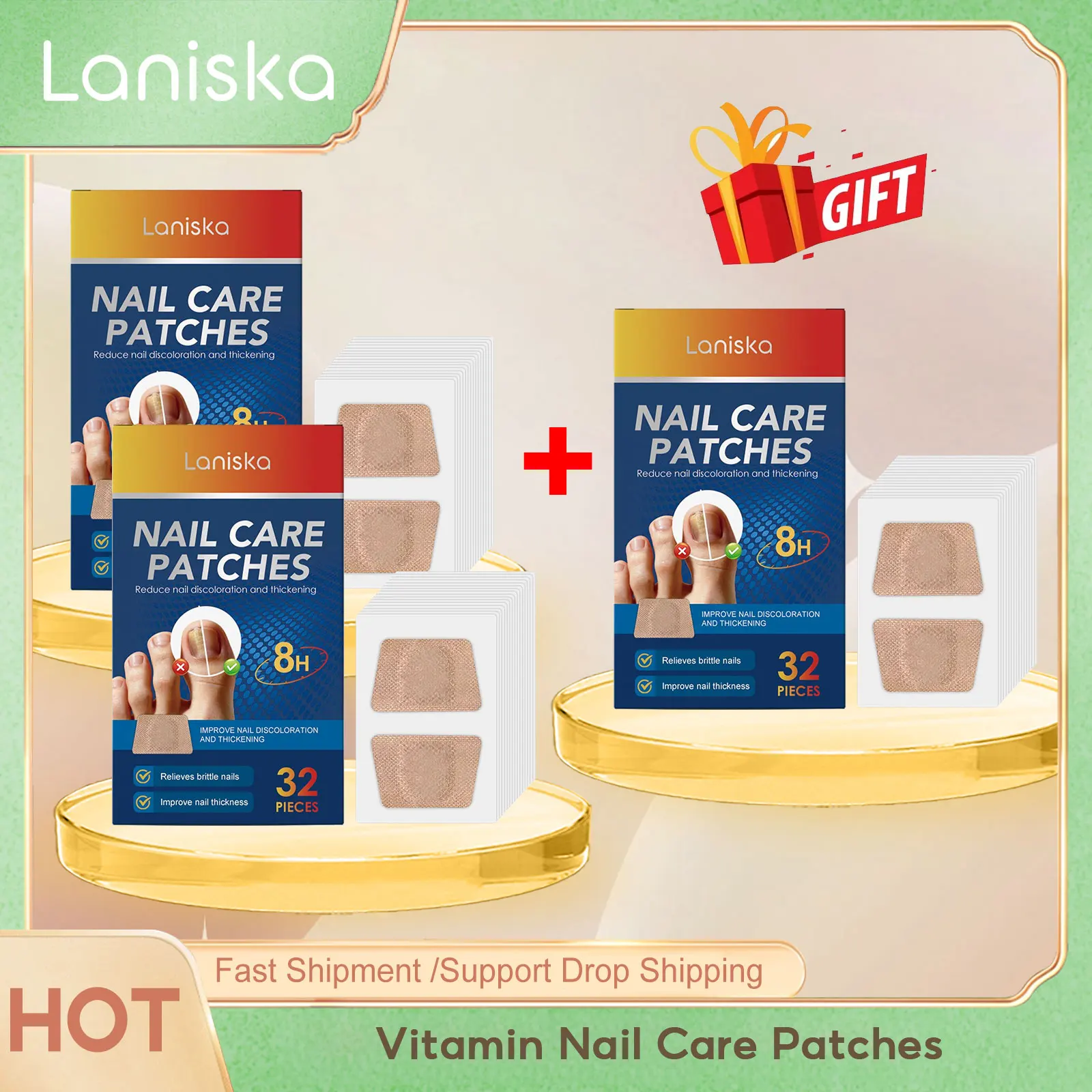 

Laniska Vitamin Nail Care Patches Prevent Agnail Reduce Cuticle Improve Nutrition Lasting Softness Nail Nourishing Patch 32pcs