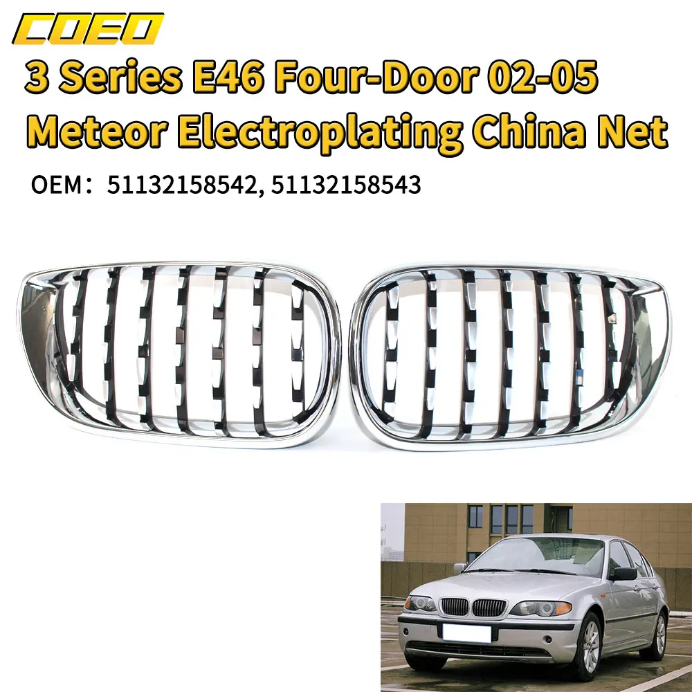 

Electroplate meteor Car Grill Replace Parts For BMW 3series 4door E46 OEM 51132158542 51132158543 Repair Upgrade Looks