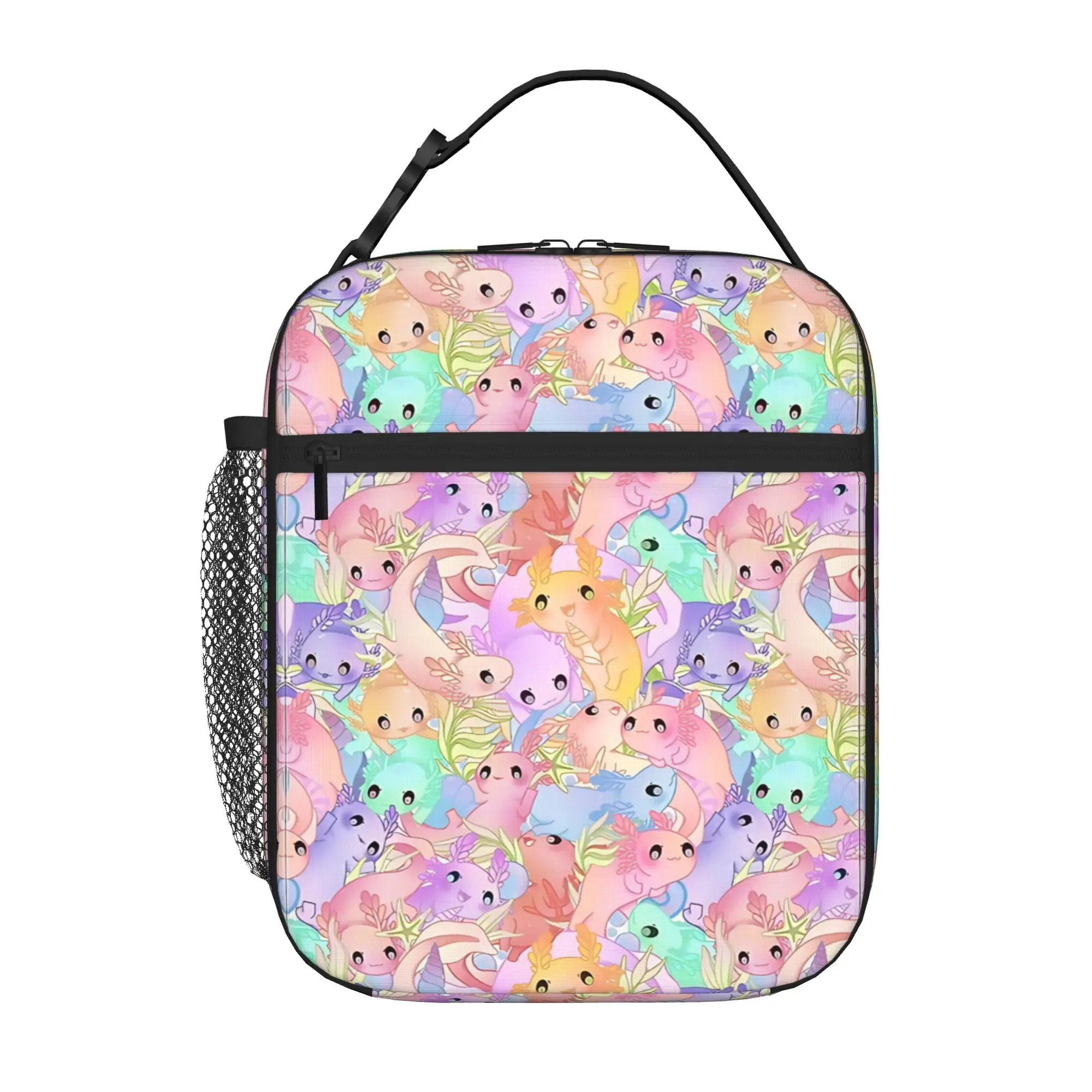 1 Piece Portable Lunch Container Swimmy Axolotls Zipper Closure Durable Pocket Axolotls For Lunch Box Bag