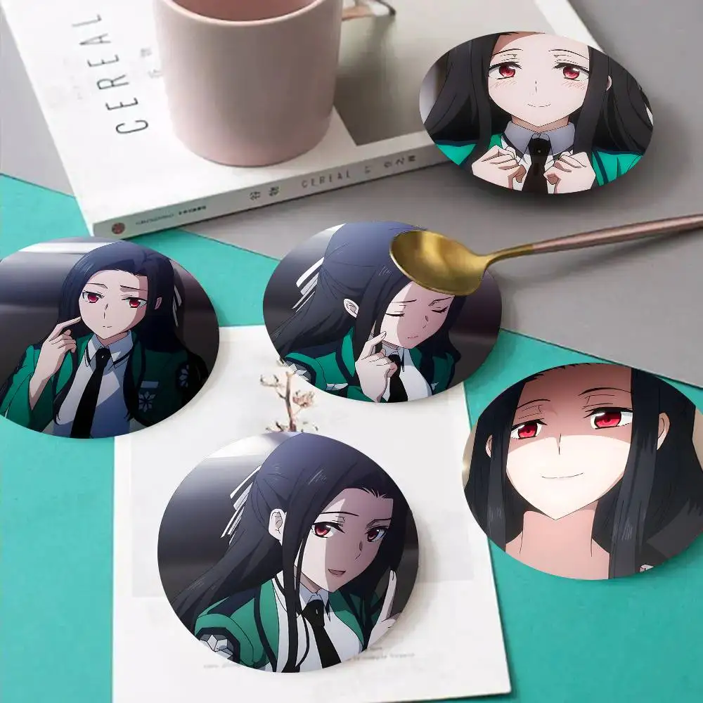 1pc Mayumi Saegusa Anime characters Wooden Coaster Colour Printing Cup Mat Home Desk Decoration Gifts