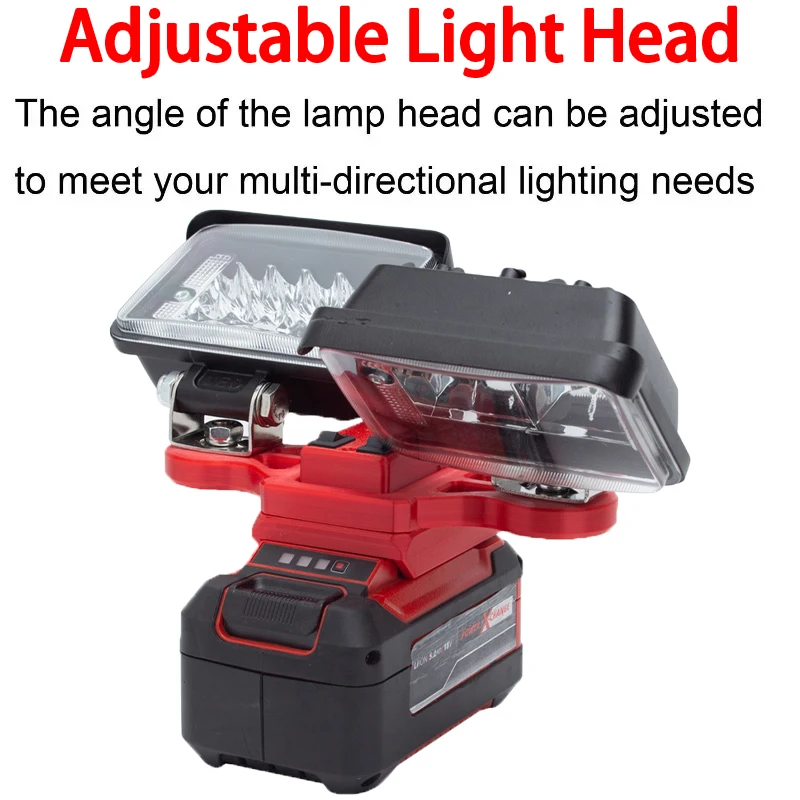 Portable Work Light for Einhell X-Change/OZITO 18V Li-Ion Battery with USB Fast Charging Cordless LED Work Outdoor Travel Light