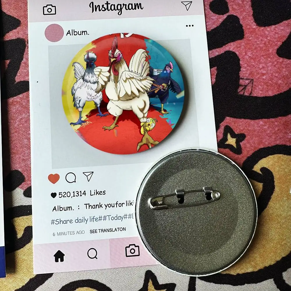 Rooster Fighter Manga Anime Laser Badge Applicable For Backpack Clothes Hats Decor Creative Accessories